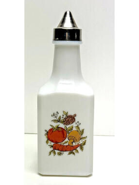 Vtg 70s Spice Of Life Vinegar Oil Milk Glass Dispenser Bottle Square Dominion 6"